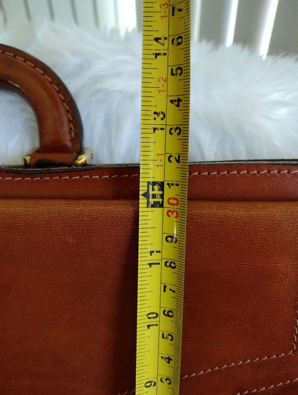 Men's Vintage Leather Briefcase Gold Hardware - Classic Professional Carry